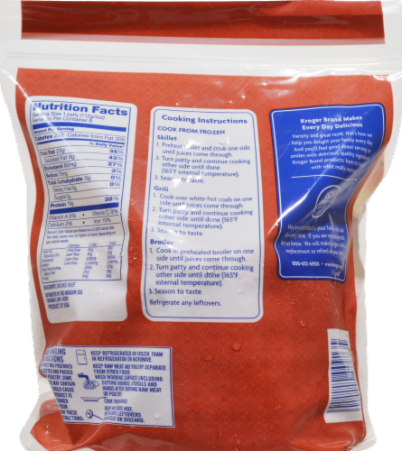 Kroger® 80% Lean Frozen Ground Chuck Burger Perspective: back