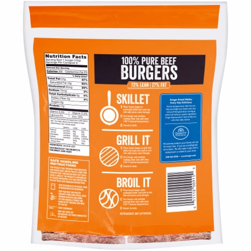 Kroger® 100% Pure Beef Quarter Pound Burgers Perspective: back