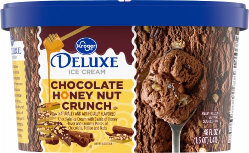 Kroger® Deluxe Chocolate Honey Nut Crunch Ice Cream Tub Perspective: back