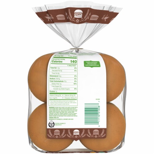 Simple Truth Organic™ Whole Grain Wheat Hamburger Buns Perspective: back