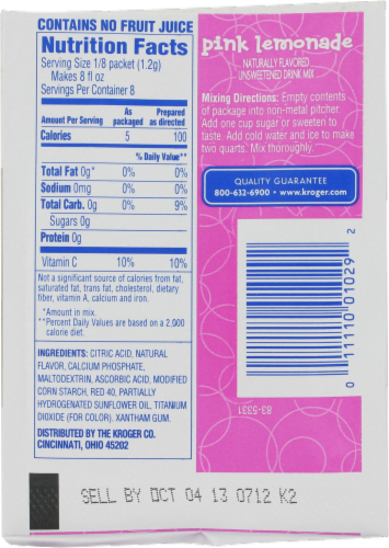 Kroger®  Pink Lemonade Drink Mix Perspective: back