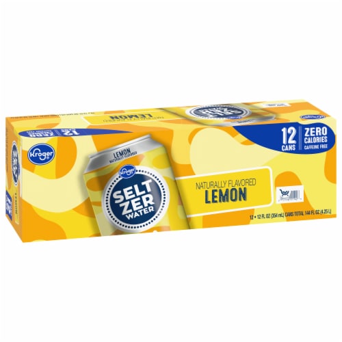 Kroger® Lemon Flavored Seltzer Water Cans Perspective: back