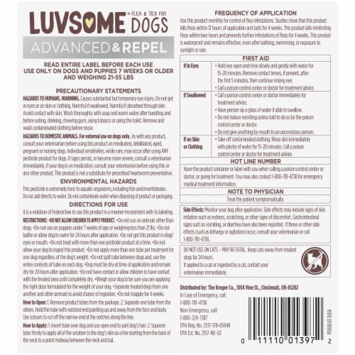 Luvsome Advanced + Repel Flea & Tick Drops for Dogs 21-55 lbs Perspective: back