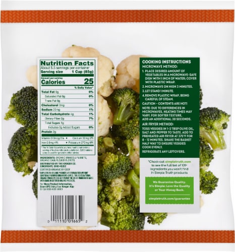 Simple Truth Organic® Bagged Fresh Broccoli & Cauliflower Perspective: back