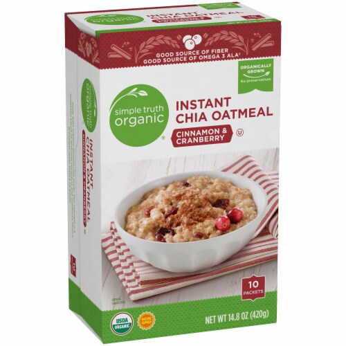 Simple Truth Organic® Cinnamon & Cranberry Instant Chia Oatmeal Packets Perspective: back