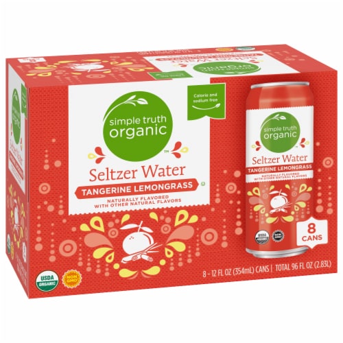 Simple Truth Organic® Tangerine Lemongrass Flavored Seltzer Water Cans Perspective: back