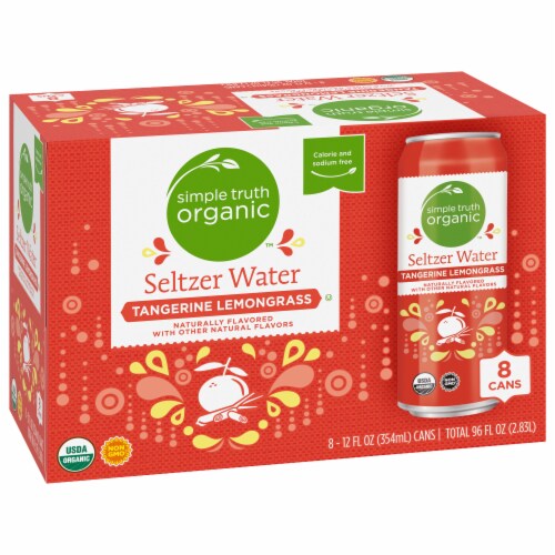 Simple Truth Organic® Tangerine Lemongrass Flavored Seltzer Water Cans Perspective: back