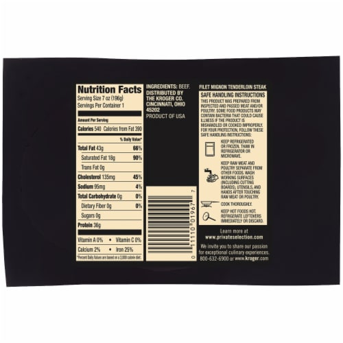 Private Selection® Culinary Cuts Prime Beef Filet Mignon Tenderloin Steak Perspective: back