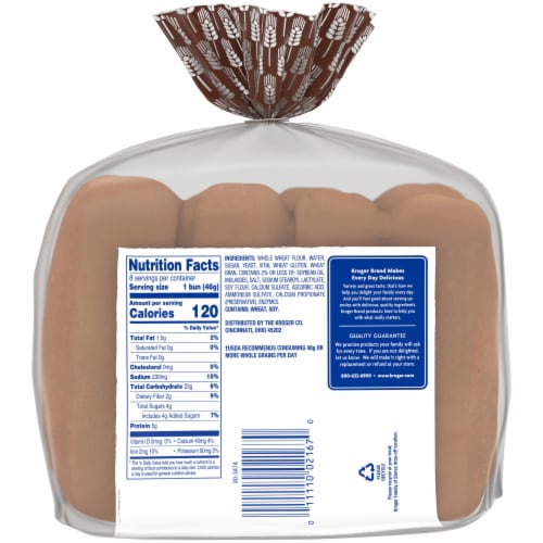 Kroger® 100% Whole Wheat Hot Dog Buns Perspective: back