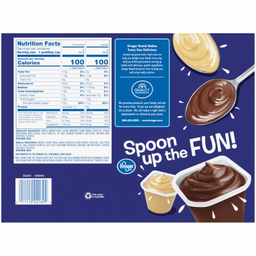 Kroger® Chocolate and Vanilla Pudding Snack Cups Family Size Perspective: back