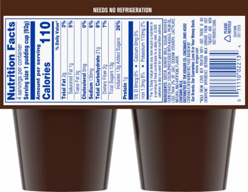 Kroger® Chocolate Fudge Pudding Snacks Perspective: back
