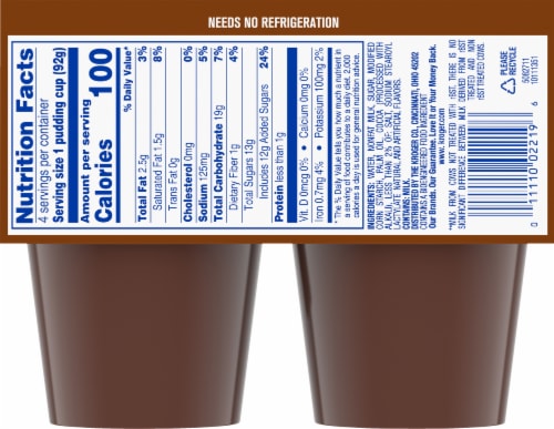 Kroger® Chocolate Pudding Snacks Perspective: back