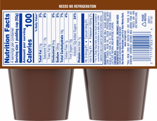 Kroger® Chocolate Pudding Snacks Perspective: back
