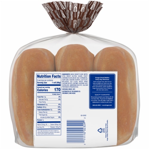 Kroger® 100% Whole Wheat Hoagie Rolls Perspective: back