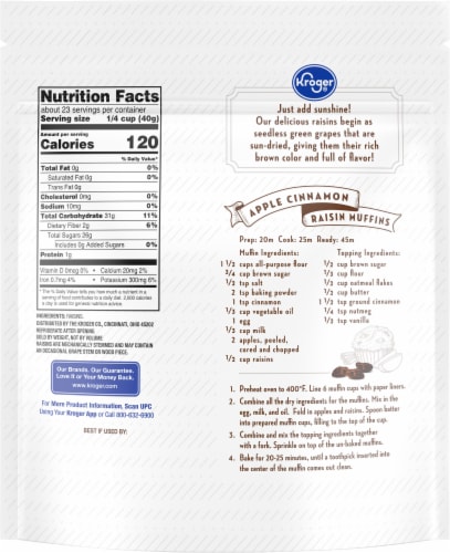 Kroger® Seedless Raisins Pouch Perspective: back