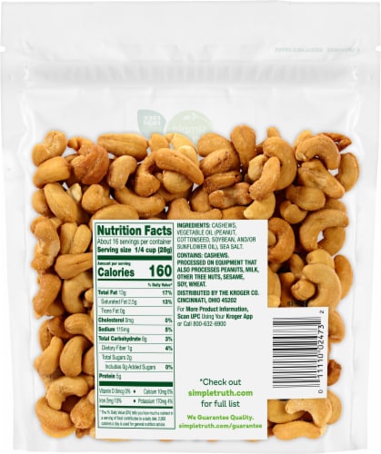 Simple Truth® Sea Salt Roasted Cashew Nuts Perspective: back