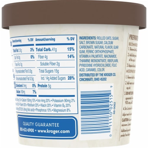 Kroger® Maple Brown Sugar Instant Oatmeal Perspective: back