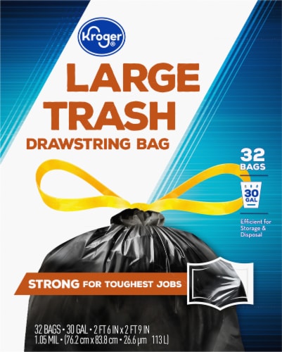 Kroger® Large 30 Gallon Drawstring Trash Bags Perspective: back