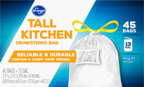 Kroger® Tall 13 Gallon Kitchen Drawstring Trash Bags Perspective: back