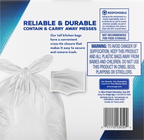 Kroger® Tall Kitchen Cross-Tie 13 Gallon Trash Bags Perspective: back