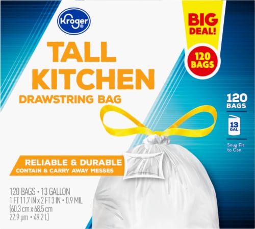 Kroger® Tall 13 Gallon Kitchen Drawstring Trash Bags BIG Deal! Perspective: back