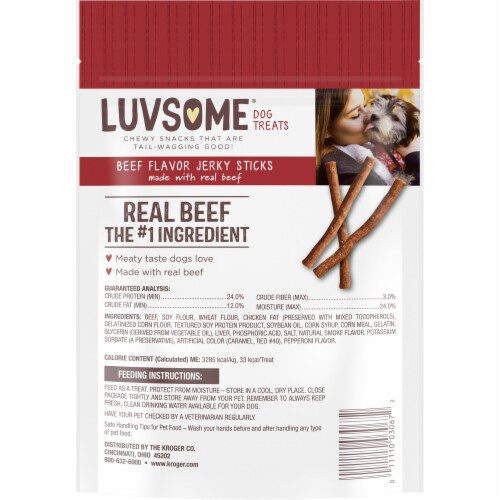 Luvsome® Beef Flavor Jerky Sticks Dog Treats Perspective: back