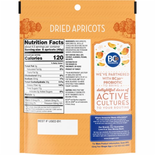 Kroger® Probiotic Dried Apricots Perspective: back