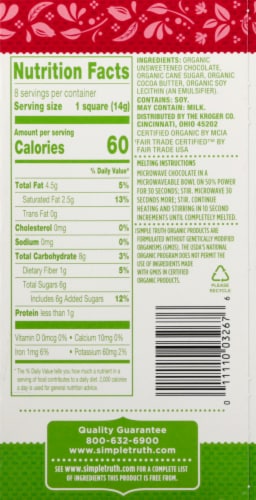 Simple Truth Organic™ Semi-Sweet Chocolate Baking Squares Perspective: back
