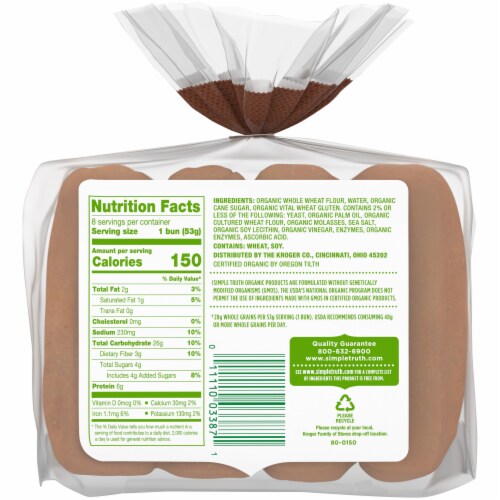 Simple Truth Organic® Whole Wheat Hot Dog Buns Perspective: back