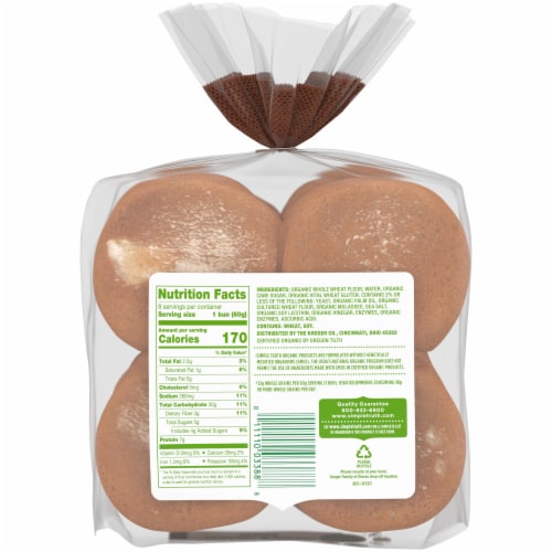 Simple Truth Organic® 100% Whole Wheat Hamburger Buns Perspective: back