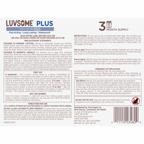 Luvsome® Plus Flea & Tick Dog Treatment Perspective: back