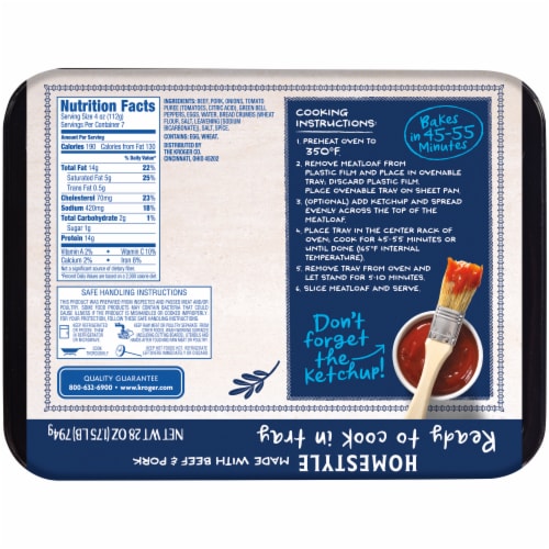 Kroger® Homestyle Ready to Cook in Tray Meatloaf Perspective: back