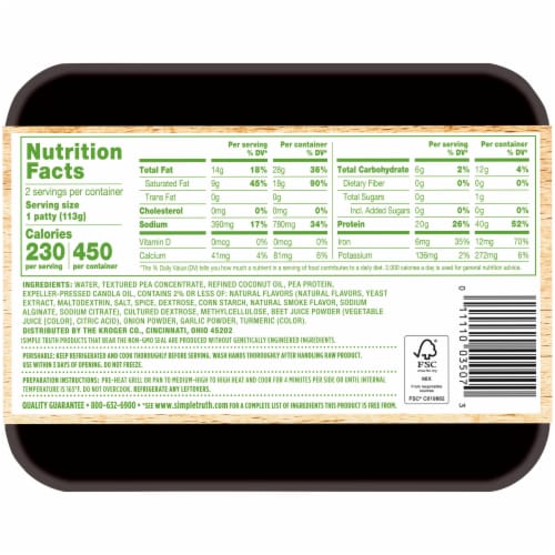 Simple Truth™ Emerge Plant Based Patties Perspective: back