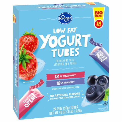 Kroger Strawberry Blueberry Kids Low Fat Yogurt Tubes Perspective: back