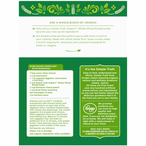Simple Truth Organic™ Whole Wheat Bread Crumbs Perspective: back
