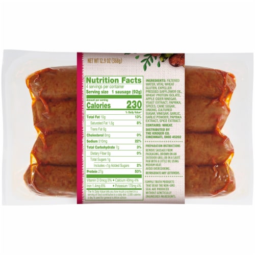 Simple Truth™ Plant-Based Meatless Chorizo Sausage Perspective: back