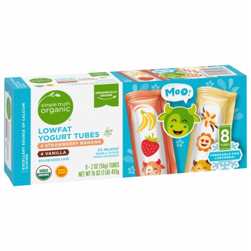 Simple Truth Organic® Strawberry Banana & Vanilla Lowfat Yogurt Tubes Perspective: back