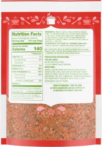 Simple Truth Organic™ Red Lentil Soup Mix Perspective: back