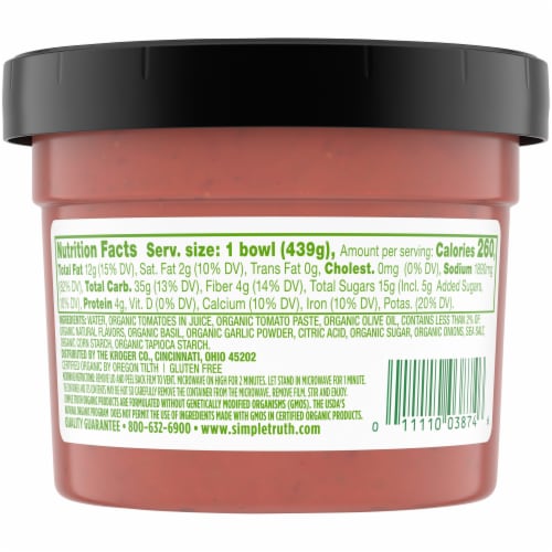 Simple Truth Organic® Tomato & Sweet Basil Soup Perspective: back