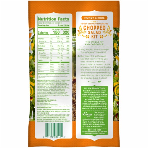 Simple Truth Organic™ Honey Citrus with Honey Citrus Vinaigrette Chopped Salad Kit Perspective: back