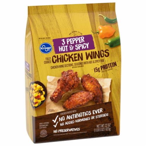Kroger® 3 Pepper Hot & Spicy Fully Cooked Chicken Wings Perspective: back