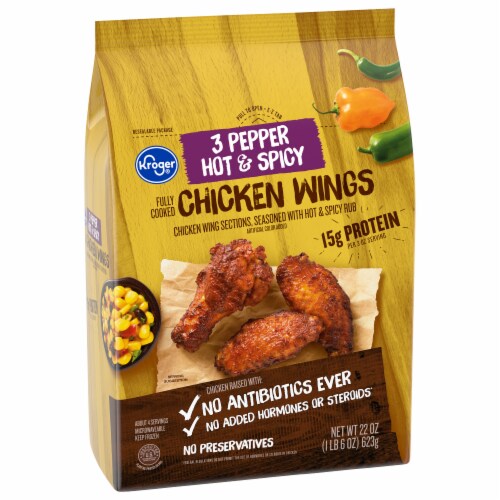 Kroger® Frozen Fully Cooked 3 Pepper Hot & Spicy Chicken Wings Perspective: back