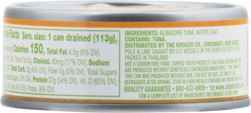 Simple Truth™ Pole & Line Albacore White Tuna in Salted Water Perspective: back