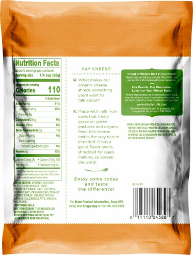 Simple Truth Organic® White Mild Cheddar Shredded Cheese Perspective: back
