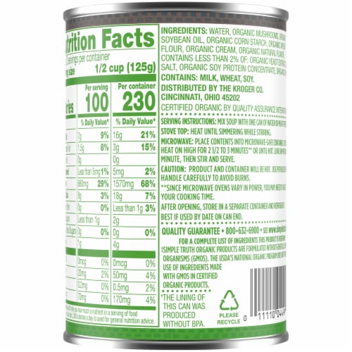 Simple Truth Organic® Cream of Mushroom Condensed Soup Perspective: back