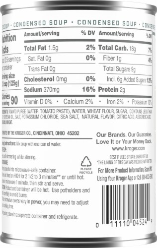 Kroger® Heart Healthy Tomato Condensed Soup Perspective: back