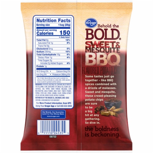 Kroger® Sweet & Mesquite BBQ Potato Chips Perspective: back