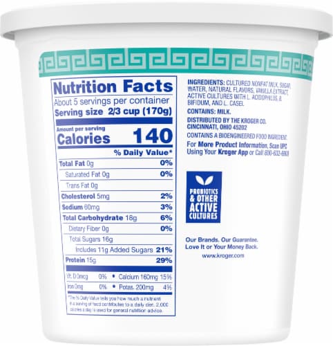Kroger® Vanilla Flavored Nonfat Greek Yogurt Perspective: back