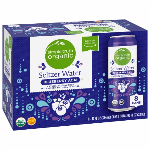 Simple Truth Organic Blueberry Acai Flavored Seltzer Water Cans Perspective: back