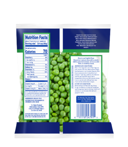 Kroger® Shelled English Peas Perspective: back